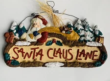 Joelson Industries Santa Claus Lane Christmas Hanging Sign Wall Door Decor Vtg
