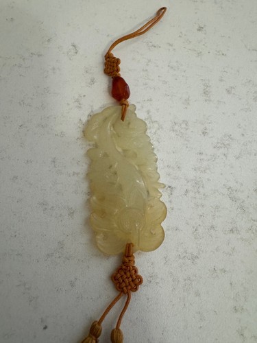 Chinese Jade or Mineral Pair Carvings Pendants of Fruit or Vegetable Silk Cord - Picture 16 of 19