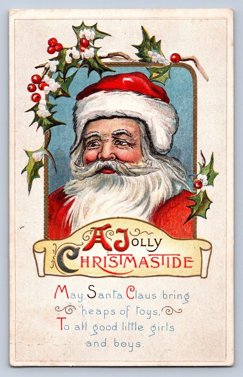 J99/ Santa Claus Christmas Postcard c1910 Holly Jolly 391 | eBay