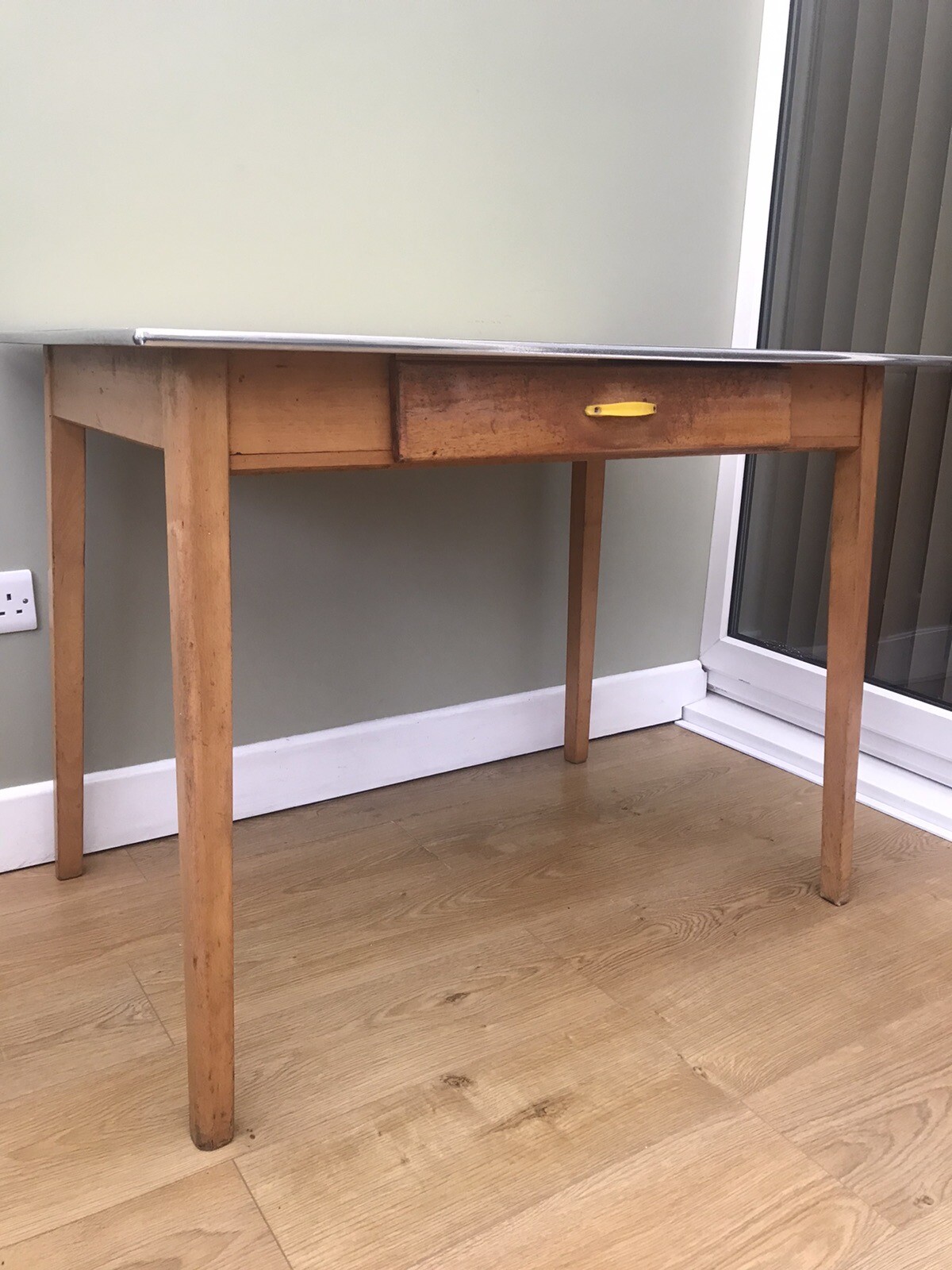 Vintage Yellow Formica Top Kitchen Table With Drawer eBay