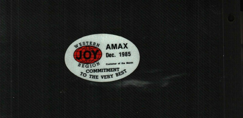  NICE RARE WESTERN AMAX JOY COAL MINING STICKER # 1016