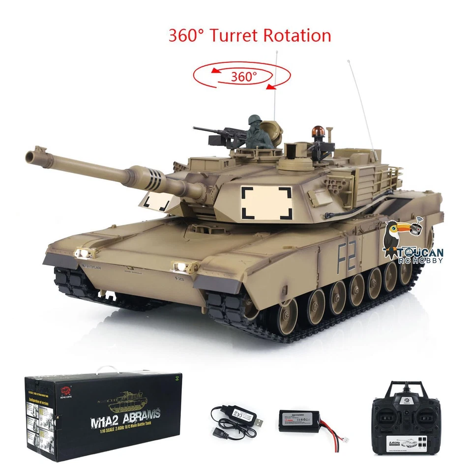 Henglong 1/16 7.0 Plastic M1A2 Abrams RTR IR BB RC Tank 3918 Smoke 360° Turret - Image 4 of 4