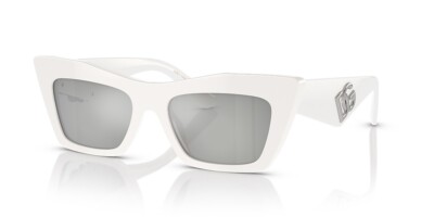 Dolce & Gabbana DG 4435 33128V White Silver Mirror Women Sunglasses Authentic