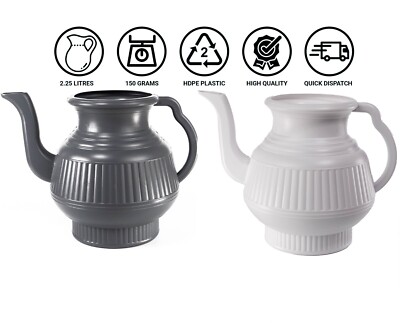 Pair of Gray & White Bodna Lota Toilet Wash Jug 1/2 Gallon HDPE