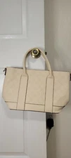 Christian Lacroix beige Logo Handbag Embossed Tote 