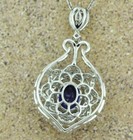 18k Solid White Gold Natural Diamond & AAA Oval Tanzanite Pendant — photo 9