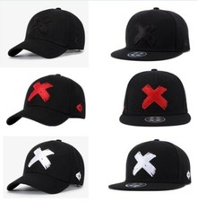 Baseball Cap X Logo Snapback Adjustable Youth Fashion Black Hat for Teenagers
