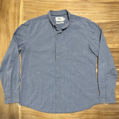 WRK Work Rest Karma REWORKED Shirt Men's X Large Blue Polka Dot Button Down XL