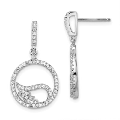 Brilliant Embers 925 Silver 128 Stone Micro Pave CZ Wing Dangle Post Earrings