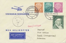 BUNDESREPUBLIK 1955 Zuleitung-Mitläuferpost Dt.Lufthansa Hubschrauber-Erstflug