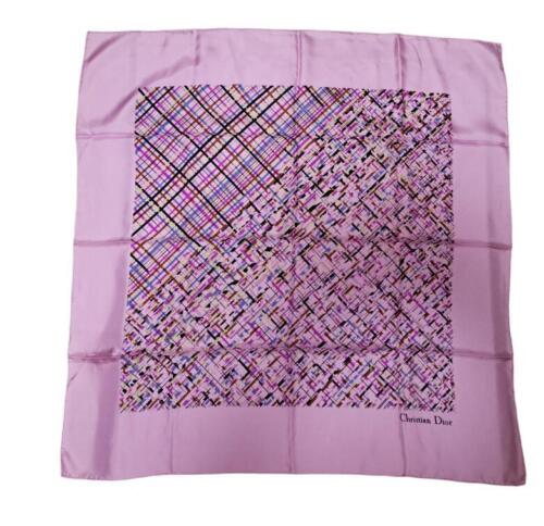 Christian Dior Silk Scarf Trotter Monogram Pink Square Chiffon From Japan  Used