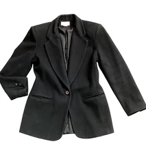 VTG Field Manor Wool Cashmere Blend Blazer Sz 6 Black #149P