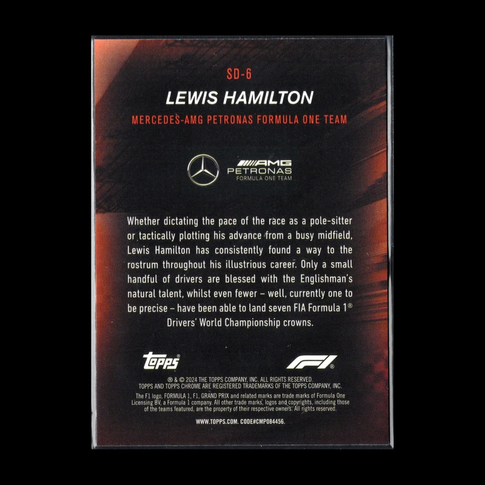 2024 Topps Chrome Formula 1 LEWIS HAMILTON #SD-6 Speed demons - Image 4 of 4