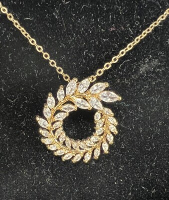 New NWOT Diane Lo'ren Swarovski elements Crystal Pendant Necklace Olive Branch