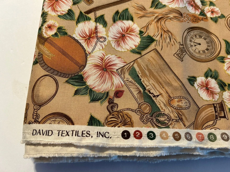 David Textiles Victorian Screen Print Fabric 4.5 Yards X 44” Cotton Quilting - Image 2 of 3