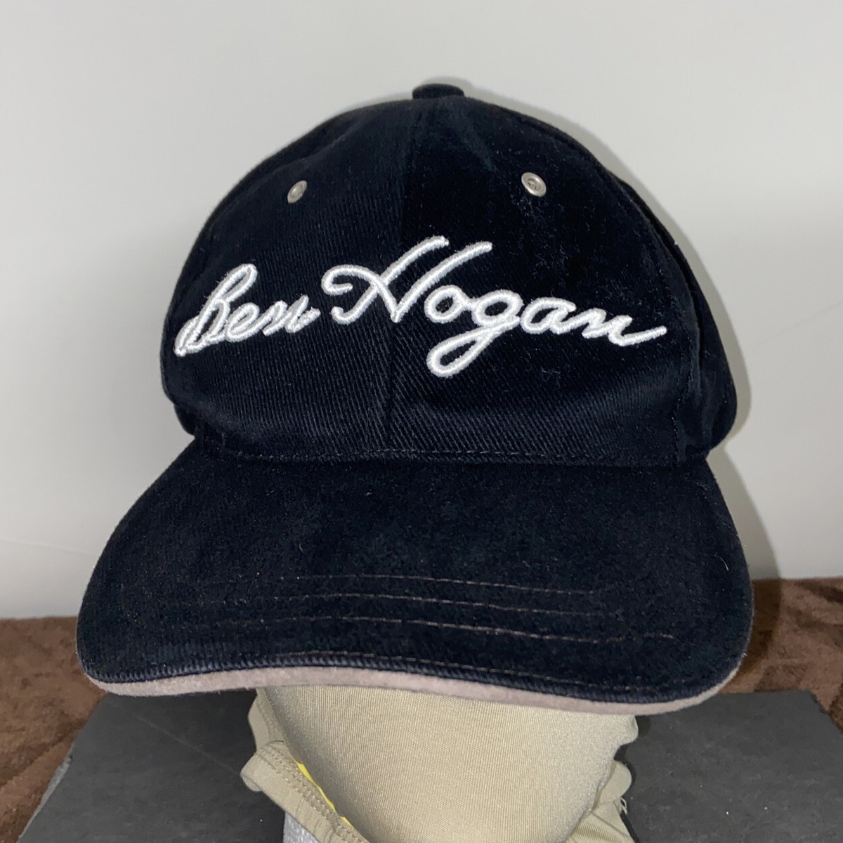 Ben Hogan Strapback Adjustable Black Brushed Cotton Cap Hat with ￼ Suede  Bill ￼