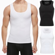 Mens Compression Shirt Slimming Body Shaper Vest to Hide Man Boobs Shapewear Top