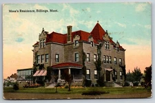 P. B. Moss Residence Billings Montana Bloom Bros 1914 Postcard