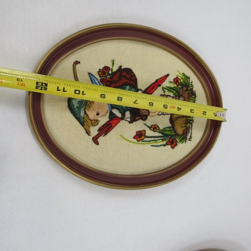 Vtg Crewel Embroidery Stitched Hummel Completed Oval Framed Lot of 5 - Picture 11 of 13