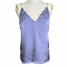 Intimately Free People Blue Sensual Satin Scalloped Camisole Tank S