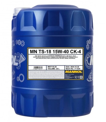 Mannol 7118 TS-18 SHPD 15W-40 Motoröl 20L CUMMINS CES 20086 MACK EOS-4.5