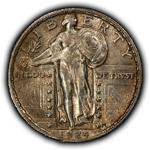 1924 25c Standing Liberty Silver Quarter - Luster - AU - SKU-B5549