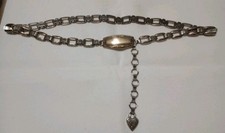 Vintage 1996 Brighton Silvertone Metal Concho Belt Ornate Chain With Heart