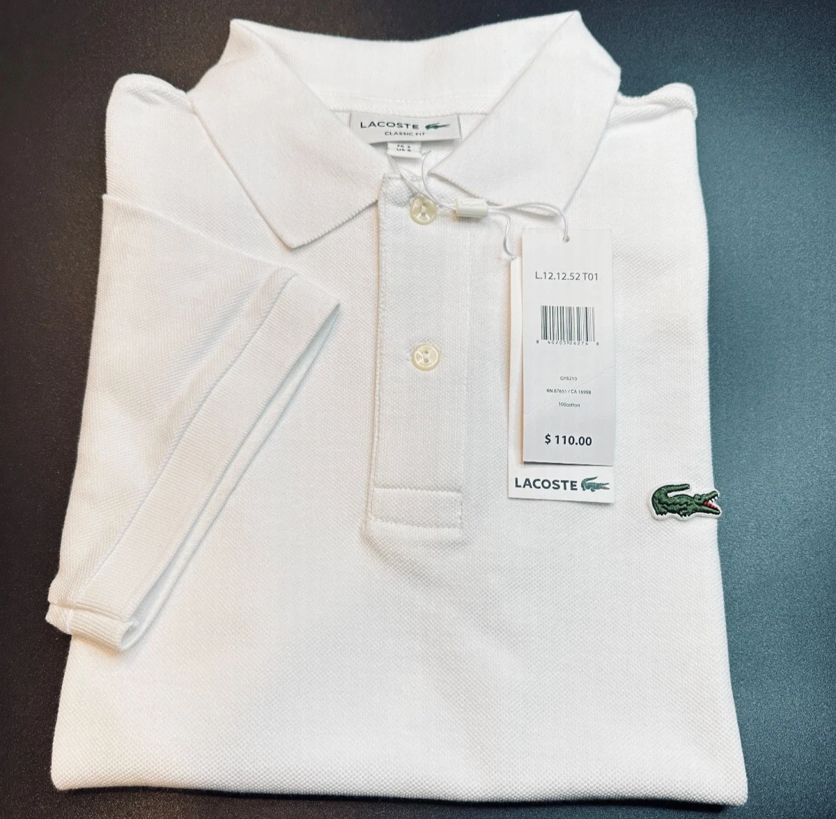 Lacoste polo for men Cotton Short Sleeve Classic Fit Color White Free Shipping
Opens in a new window