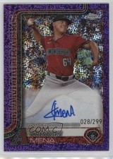 2025 Topps Chrome Rookie Purple Speckle Refractor 28/299 Cristian Mena Auto v1x