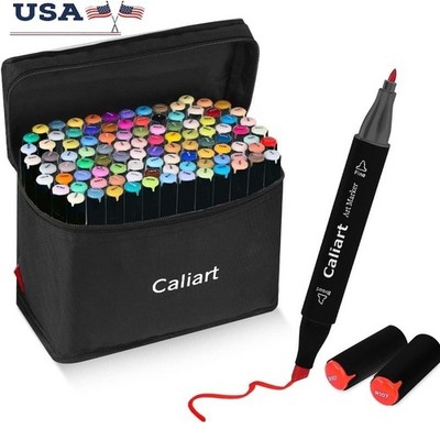 Alcohol Based Markers Dual Tip Art Sketch Markers Smudge Proof 100 Colors Set US