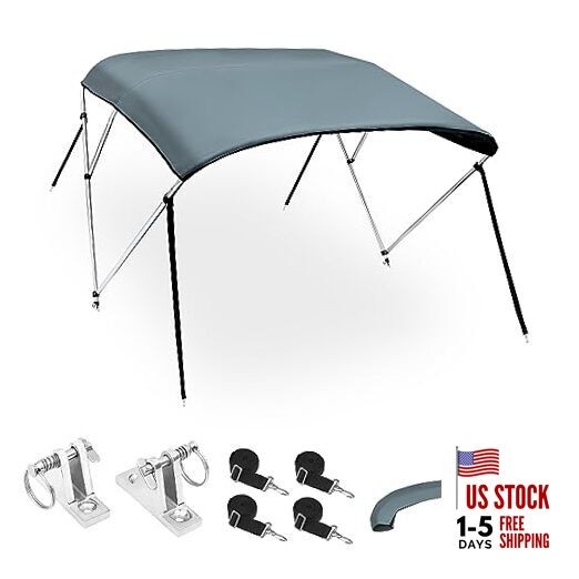  3 Bow Bimini Top Cover Boat Canopy 600D Canvas Sun Shade St