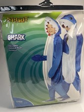 Spirit Halloween Shark Costume Child Large 12-14 Hooded Plush Jumpsuit