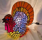 Vtg. Stained Glass Turkey Lamp Cracker Barrel w/ Box Electric Tiffany Style