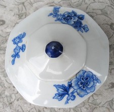 Ersatzdeckel für Zuckerdose in Weiß und Kobaltblau