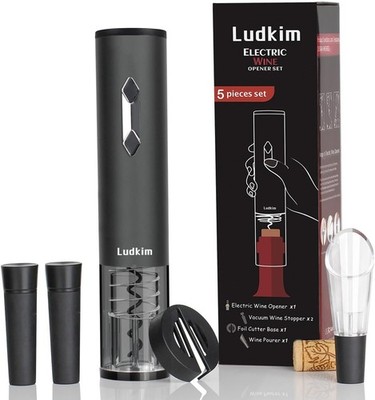 5-in-1 Electric Wine Opener Set with Foil Cutter, Aerator & Vacuum Stoppers