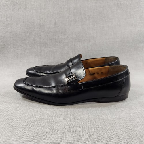 Magnanni Bit Mens Black Leather Loafers Dress Shoes Size 11 M Slip On - Picture 9 of 14