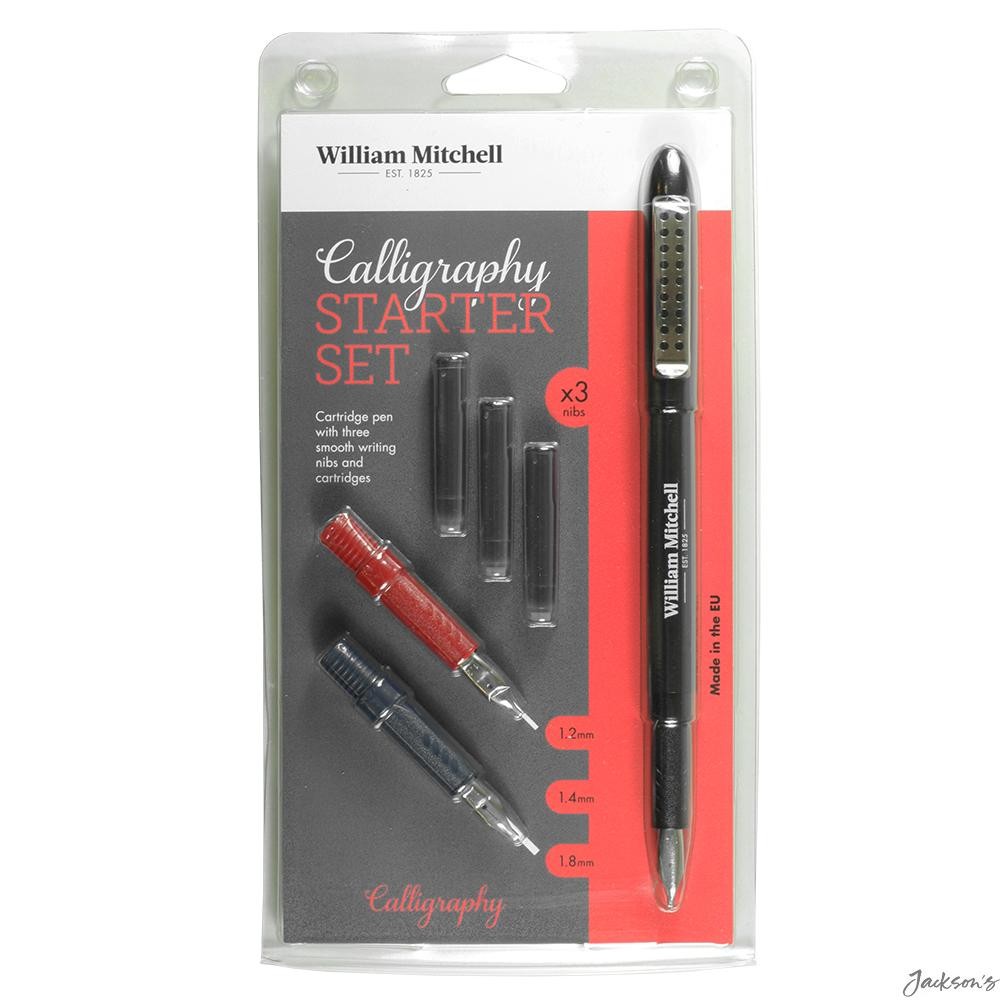 William Mitchell Calligraphy Starter Set Cartridge Pen With Ink Nibs 1.2 1.4 ...