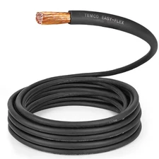 TEMCo 2/0 Gauge AWG 5 Ft Black Flexible Copper USA Welding Cable Battery Wire