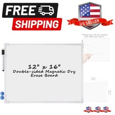 ite Board Dry Erase, Small Dry Erase Board 12" x 16", Double Sided Magnetic i...