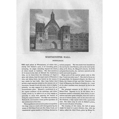 WESTMINSTER HALL London - 3x antike Drucke 1819