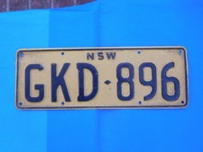 License Plate Number Plate  NSW Early heavy gauge.  GKD 896