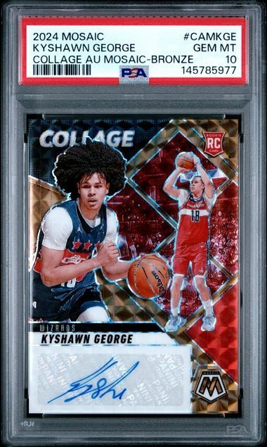2024 Mosaic Kyshawn George Rookie Auto /49 Bronze Prizm Collage PSA 10
