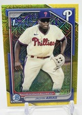 Jalvin Arias 2024 Bowman Chrome 1st Yellow Refractor Mojo /75 Phillies