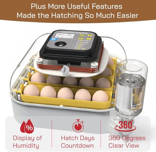MATICOOPX 20 Egg Incubator w/ Humidity Display Candler Automatic Turner Hatching - Picture 2 of 6