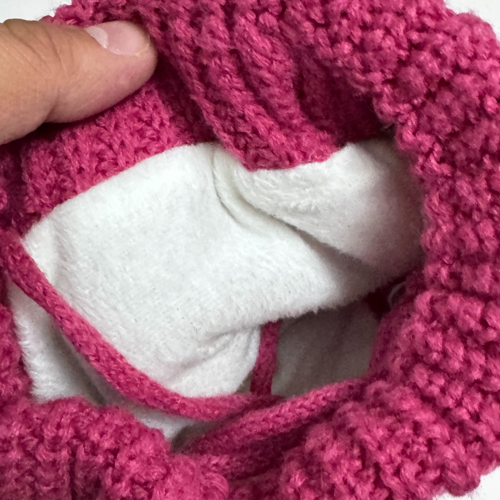 Magenta Knit Pom-Pom Beanie with Soft Fleece Lining image 3