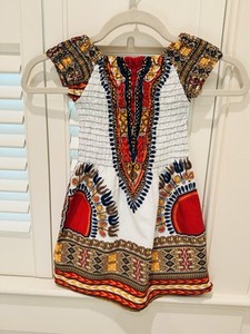 India Print Dress Girls Size 5/6  Colorful Cotton EUC