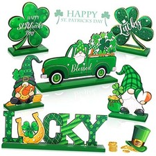 6 Pieces St. Patrick's Day Table Sign Decoration Happy Irish Lucky green