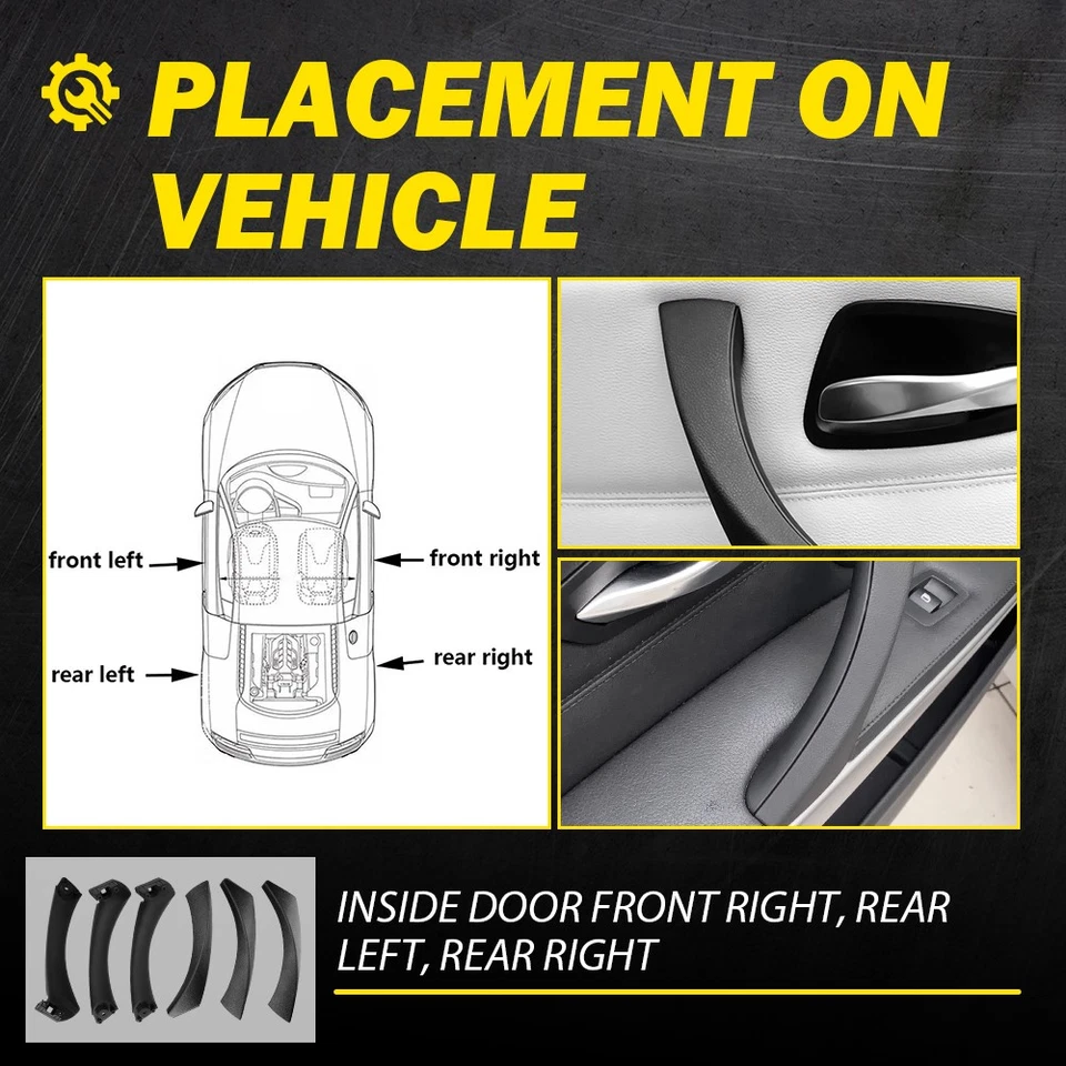 6 X внутренней дверной панели ручки подходят 2004-12 13 BMW E90 325xi 328xi тянуть отделки чехол ED - Изображение 3 из 4
