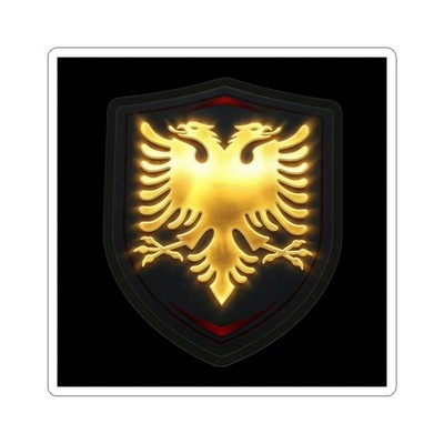 Golden Double-Headed Eagle Shield Sticker | Kiss-Cut Sticker
