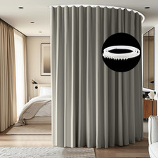 Extra Wide Blackout Curtain Track Set with Light Grey Drape, 8.3x7ft